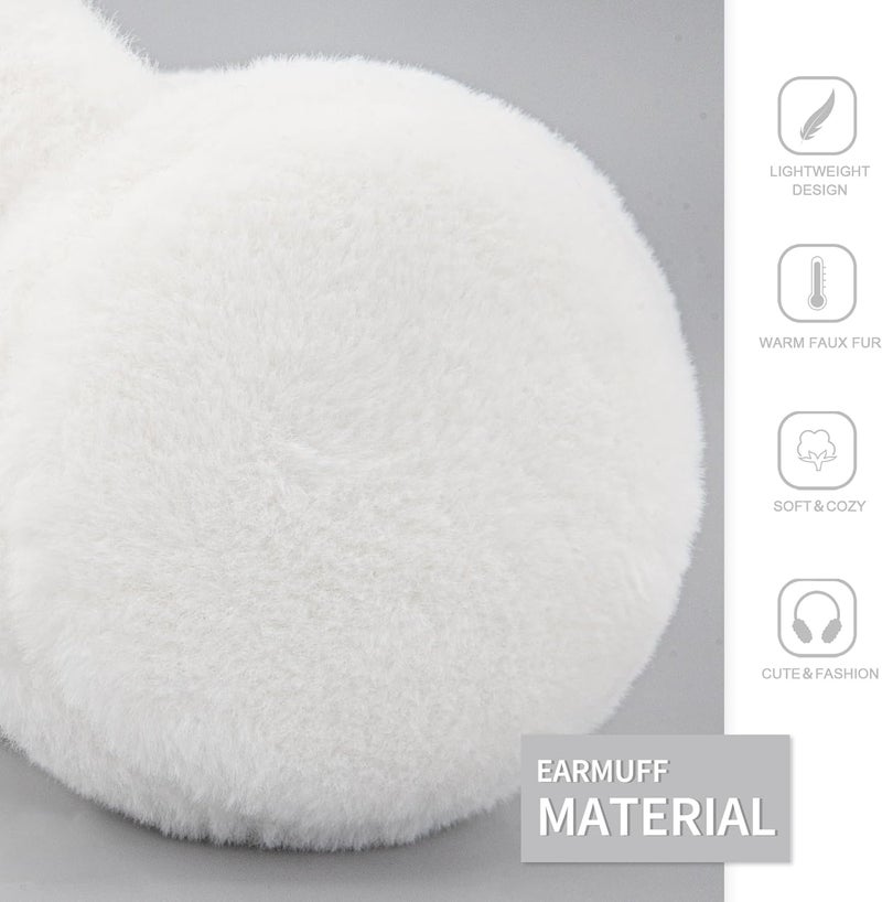 YATANAM Women Ear Muffs Winter Girls White Earmuffs Fuzzy Kids Black Ear Muff Cute Fluffy Ear Warmers Foldable Ear Covers Boy - Image 3